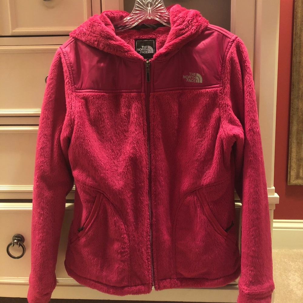 Pink fuzzy North Face zip up